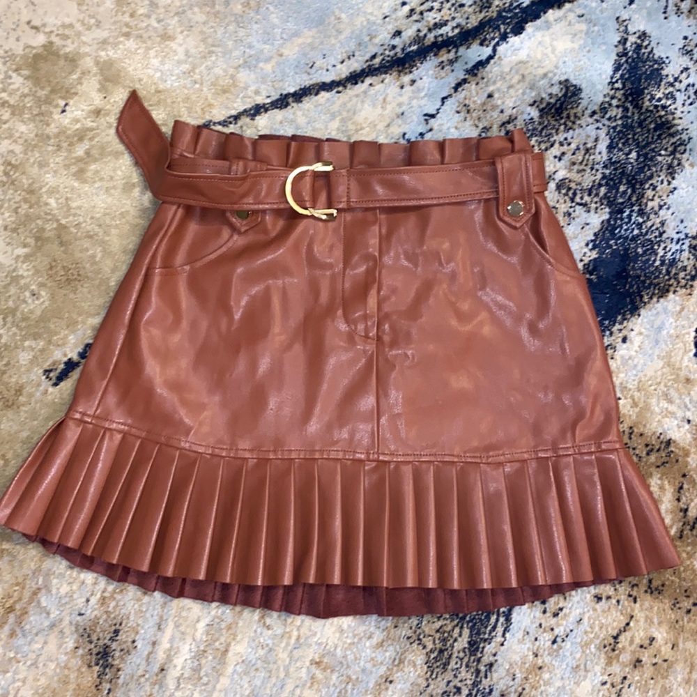 Zara leather pleated skirt